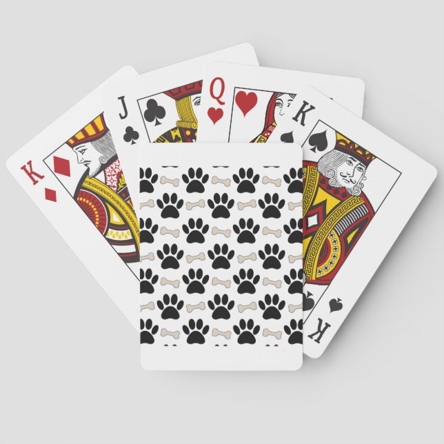 Paws And Bones Pattern Poker Cards (Back)