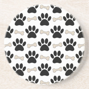 Paws And Bones Pattern Sandstone Coaster