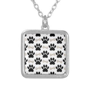 Paws And Bones Pattern Silver Plated Necklace