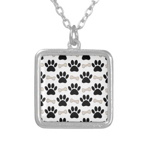 Paws And Bones Pattern Silver Plated Necklace
