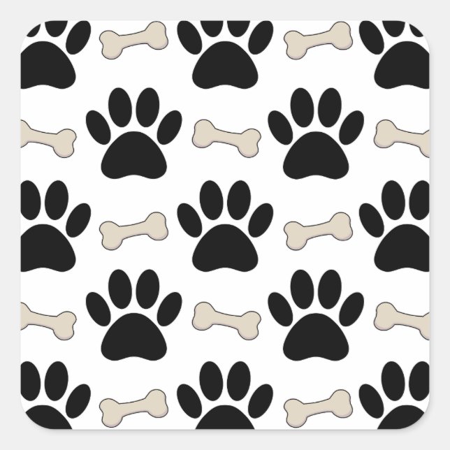 Paws And Bones Pattern Square Sticker (Front)