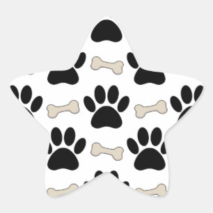 Paws And Bones Pattern Star Sticker