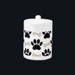 Paws And Bones Pattern Teapot<br><div class="desc">A pattern made of puppy paws and bones. 
Cartoon style design.</div>