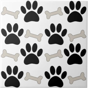 Paws And Bones Seamless Pattern Custom  Ceramic Tile