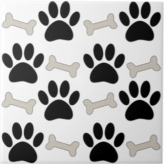 Paws And Bones Seamless Pattern Custom Ceramic Tile