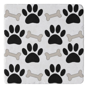 Paws And Bones Seamless Pattern Custom  Trivet
