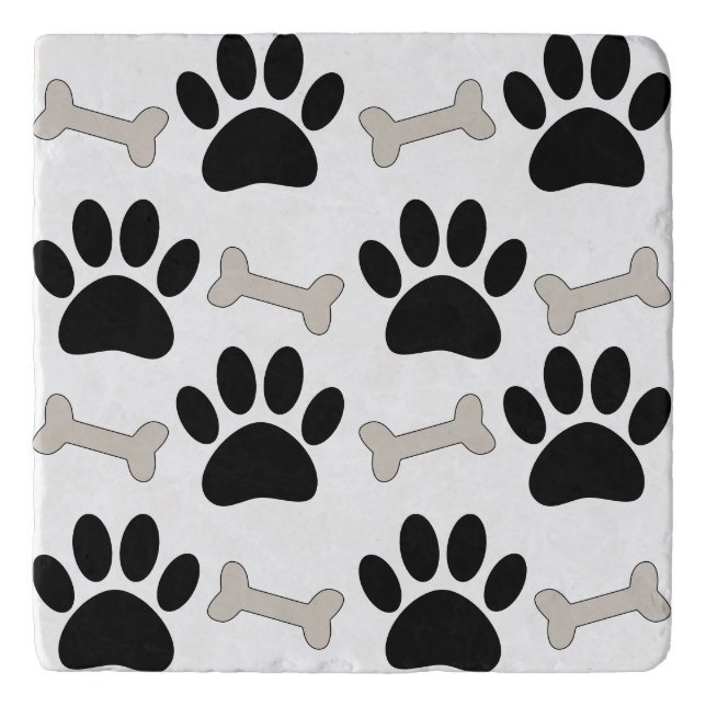 Paws And Bones Seamless Pattern Custom  Trivet (Front)