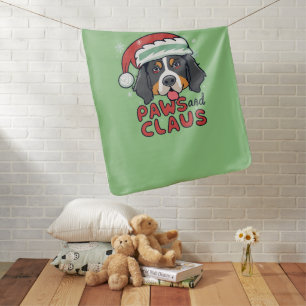Paws and Claus - Christmas Bernese Dog Baby Blanket