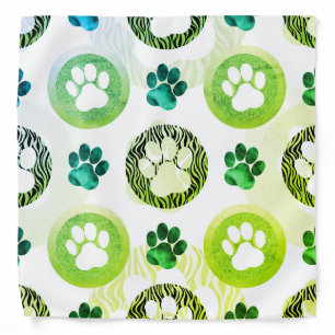 Paws And Claws Green Bandana