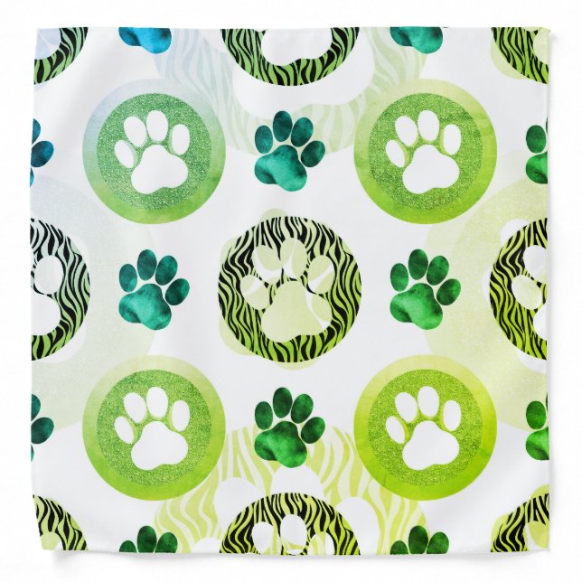 Paws And Claws Green Bandana (Front)
