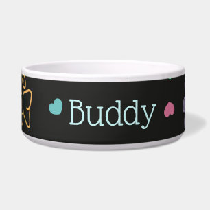 Paws and Hearts Personalized with Name  Bowl