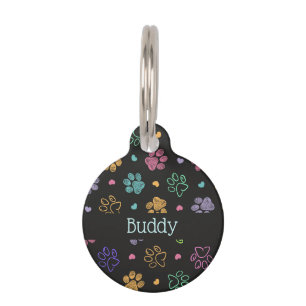 Paws and Hearts Personalized with Name Pet ID Tag
