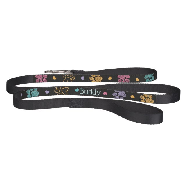 Paws and Hearts Personalized with Name Pet Leash (Full)