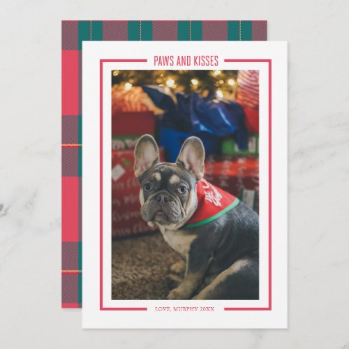 Paws and Kisses Funny Pet Photo Holiday Card