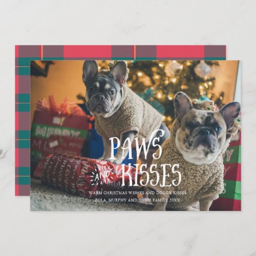 Paws and Kisses Silly Pet Photo Holiday Card