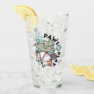 Paws and Play – Adorable Cat Illustration Glass