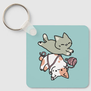 Paws and Play – Adorable Cat Illustration Keychain