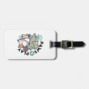 Paws and Play – Adorable Cat Illustration Luggage Tag