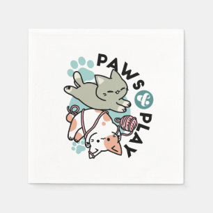 Paws and Play – Adorable Cat Illustration Napkins