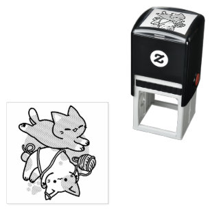 Paws and Play – Adorable Cat Illustration Self-inking Stamp