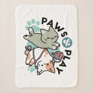 Paws and Play – Adorable Cat Illustration Sherpa Blanket