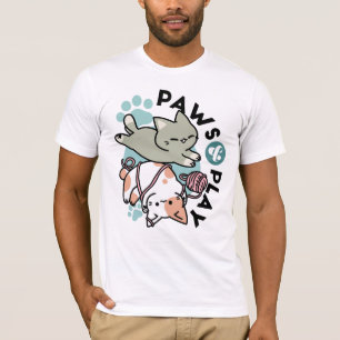 Paws and Play – Adorable Cat Illustration T-Shirt