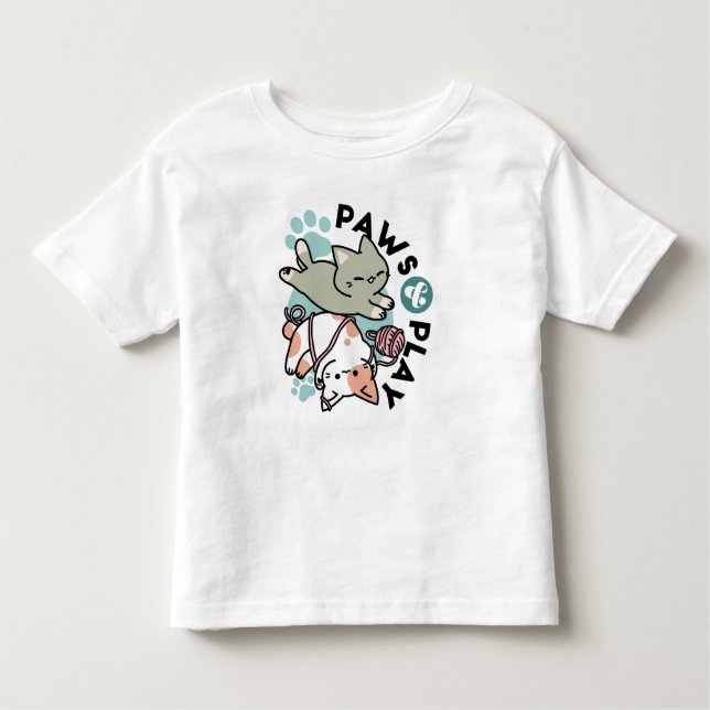 Paws and Play – Adorable Cat Illustration Toddler T-shirt (Front)