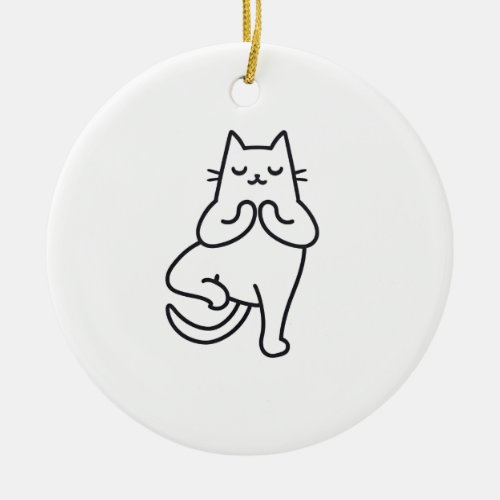 Paws and Poses Feline Flow Yoga cat lover design Ceramic Ornament