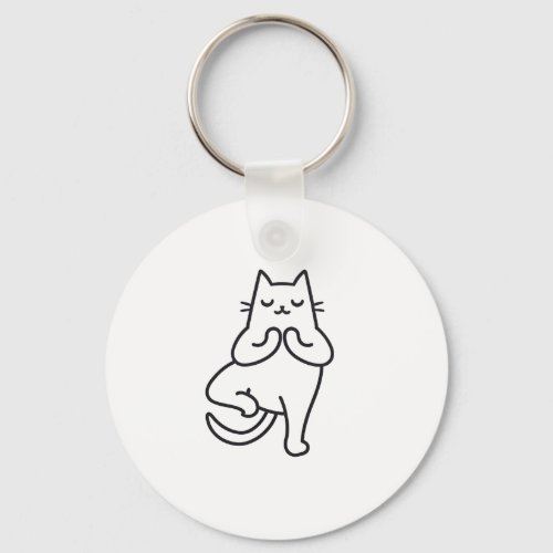 Paws and Poses Feline Flow Yoga cat lover design Keychain