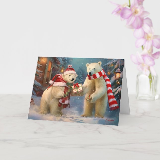 Paws and Presents: A Polar Bear Christmas Exchange Card (Orchid)