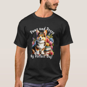 Paws and Prose Corgi Book Lover Cozy Reading Gift T-Shirt