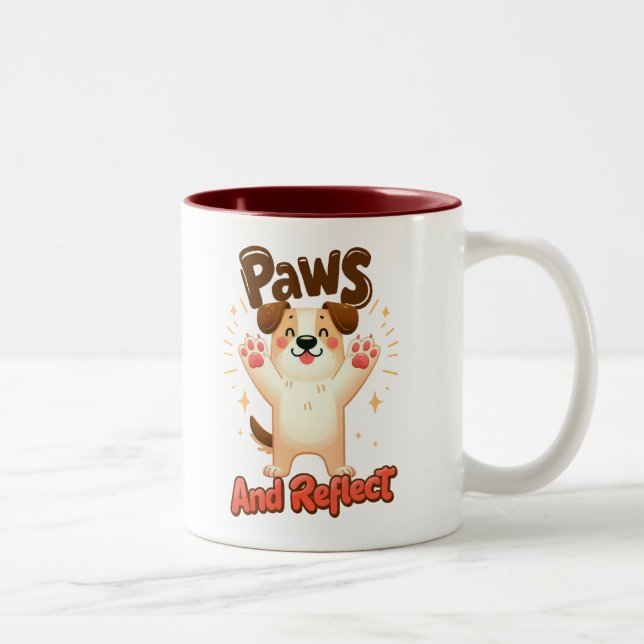Paws And Reflect Cute Dog Two-Tone Coffee Mug (Right)