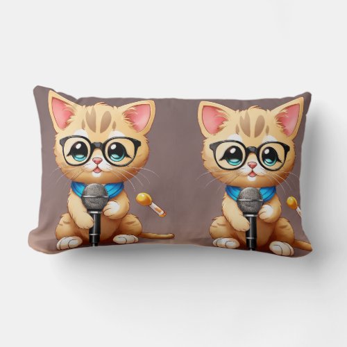 Paws and Whiskers Double_Sided Kitty and Puppy Th Lumbar Pillow