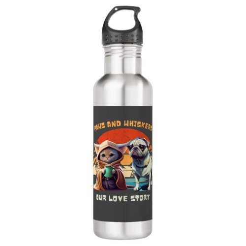 Paws and Whiskers _ Our Love Story Stainless Steel Water Bottle