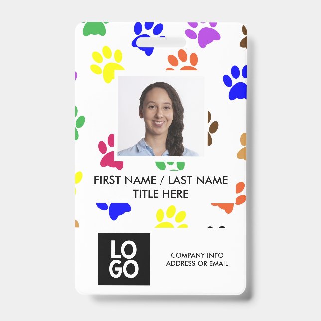 Paws Animal Custom Employee Photo Name Badge (Front)