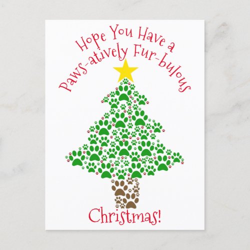 Paws_atively Fur_bulous Christmas Paw Prints Photo Holiday Postcard