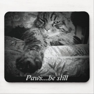 Paws...be still. Funny Cat Mouse Pad