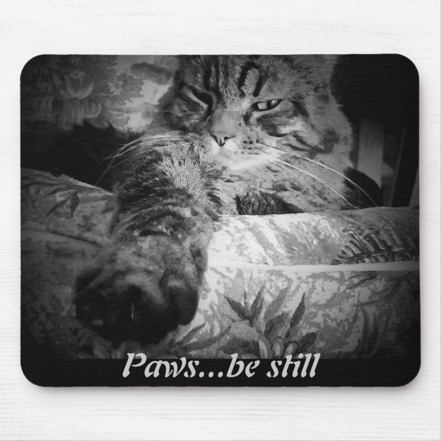 Paws...be still. Funny Cat Mouse Pad (Front)