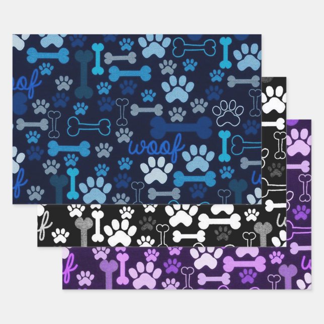 Paws & Bones Pet Theme Wrapping Paper Sheets (Set)