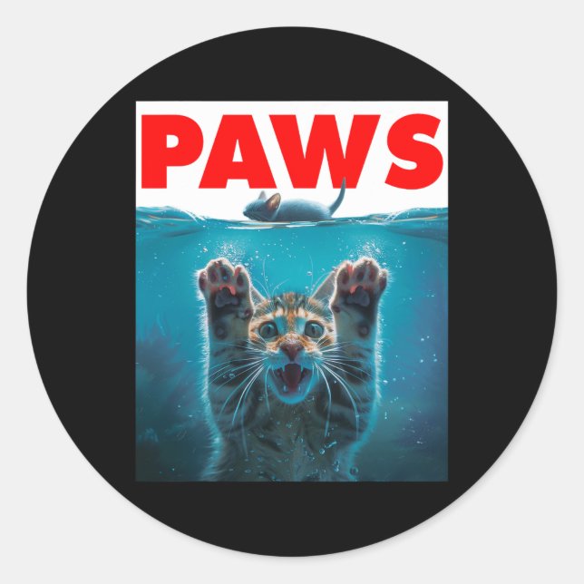 Paws Cat And Mouse Parody Humorous Kitten Chasing  Classic Round Sticker (Front)
