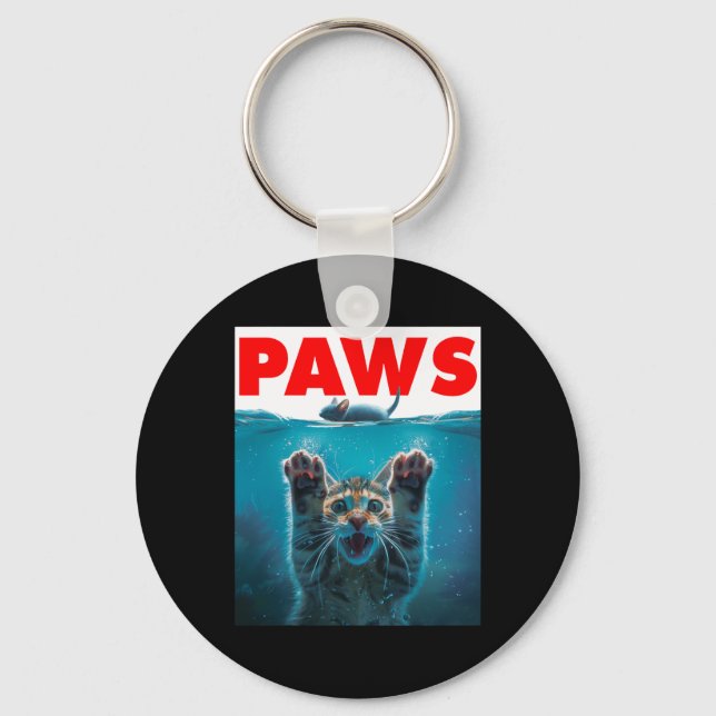 Paws Cat And Mouse Parody Humorous Kitten Chasing  Keychain (Front)