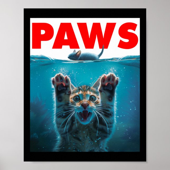 Paws Cat And Mouse Parody Humorous Kitten Chasing  Poster (Front)