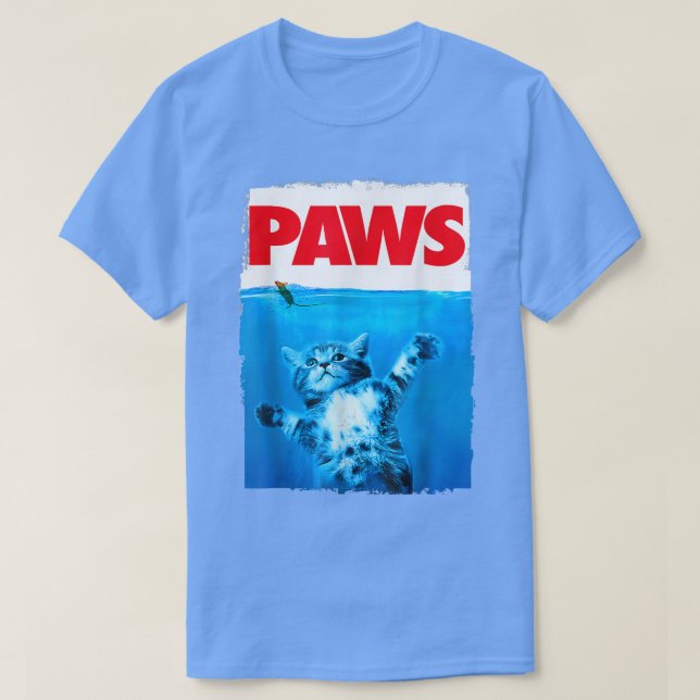 Paws Cat and Mouse Top, Cute Funny Cat Lover Parod T-Shirt (Design Front)