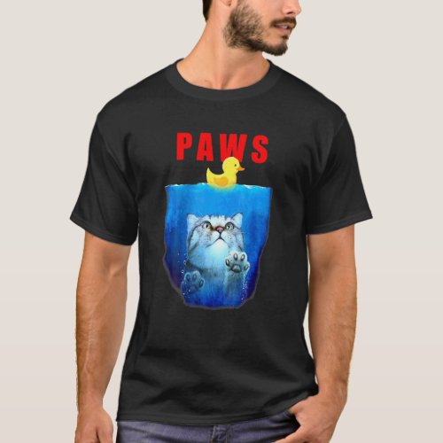 Paws Cat And Rubber Duck Cute  Cat  Parody Op T-Shirt