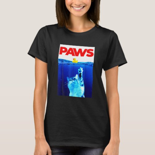 Paws Cat And Yellow Rubber Duck Cute Kitten  Cat P T-Shirt