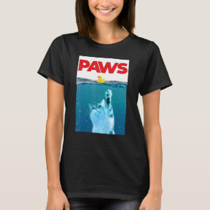 Paws Cat And Yellow Rubber Duck Teal Blue Water P T-Shirt