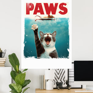 PAWS Cat Mouse Parody Of The Jaws Movie Poster