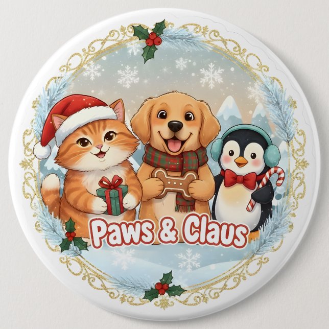 Paws & Claus Button (Front)