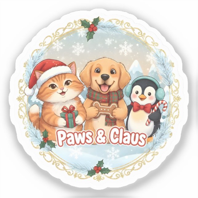 Paws & Claus Sticker (Front)