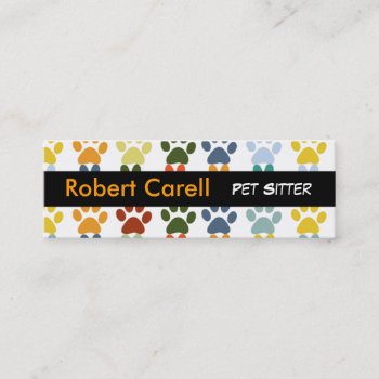 Paws Cute & Fancy Colorful Animal  Pet Mini Business Card by 911business at Zazzle